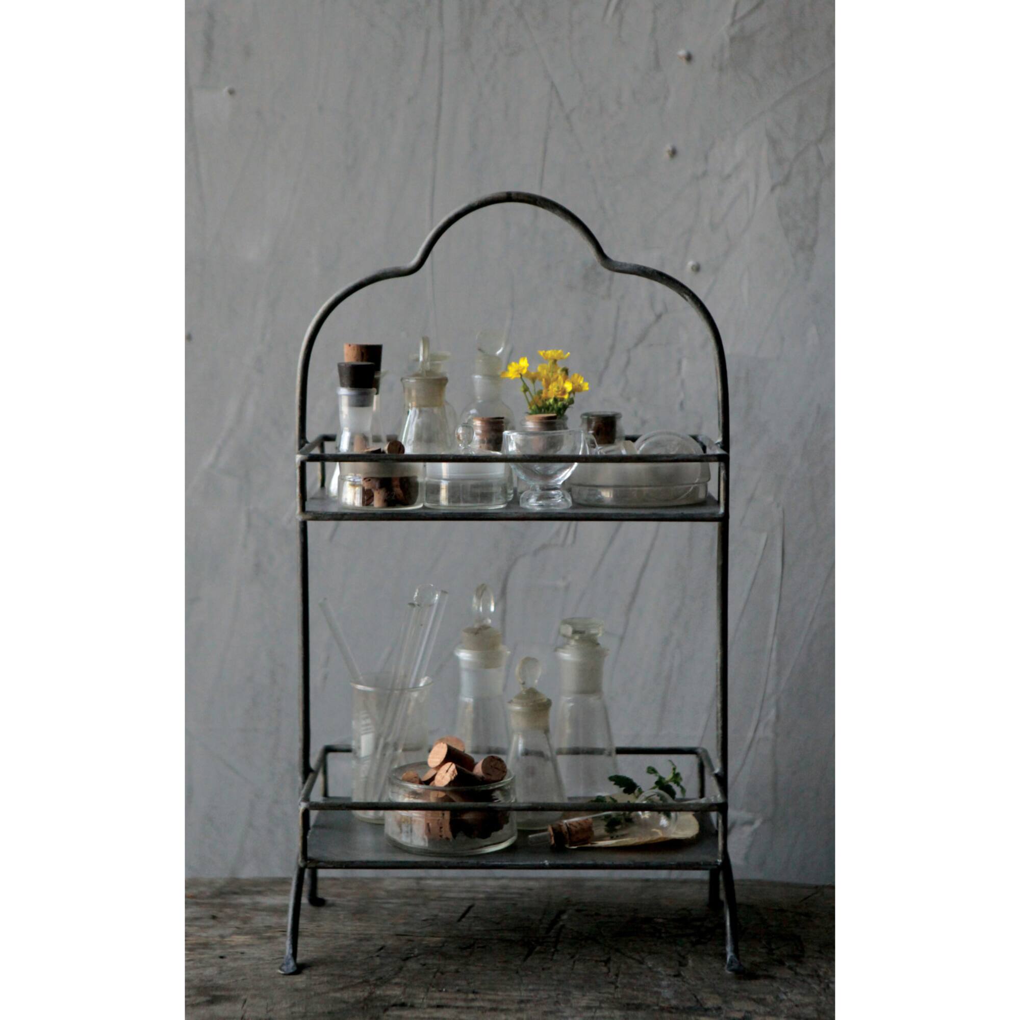 Hello Honey® 18" Decorative Metal 2-Tier Tray with Handle